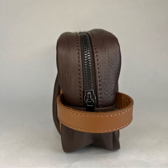 Massei Genuine Leather Simon Luxury Men's Toiletry Bag Brown - Made in Italy - Picture 2 of 10